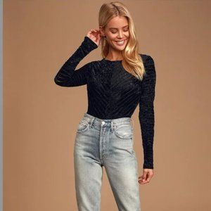 NWT Velvet Black Long Sleeve Bodysuit